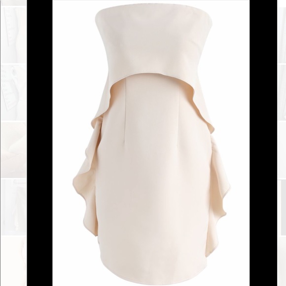Chickwish strapless ruffle dress cream new with tags - Picture 1 of 13